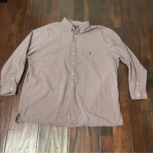 Ralph Lauren Long Sleeve Button Down Men’s Size 2X Big 100% Cotton Burgundy
